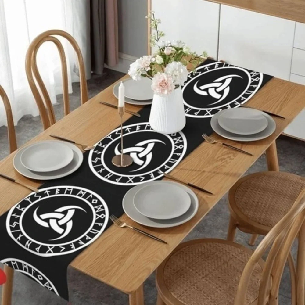 NWT Vikings Norse Mythology Pagan Asatru Magical Rune Table Runner Fabric Deco